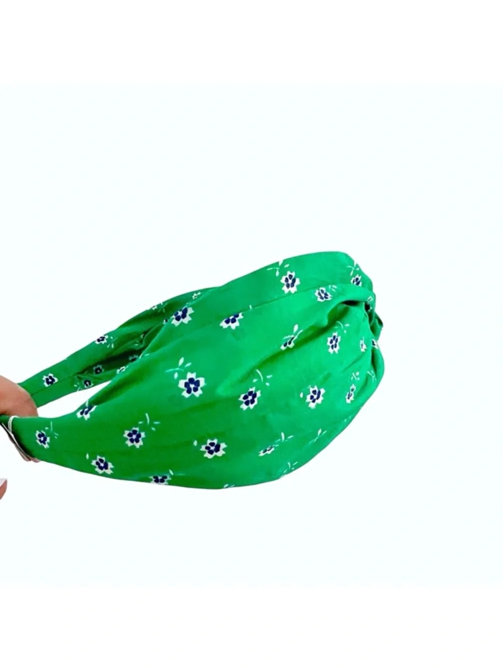 J. Crew Liberty of London Green with blue flowers Top Knot Headband